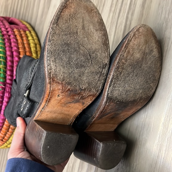 FRYE CARMEN HARNESS BLACK LEATHER BOOTS 7.5 - Picture 15 of 16